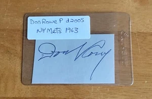 Don Rowe 1963 New York Mets Signed Autograph Album Page Cut Sig - Picture 1 of 2
