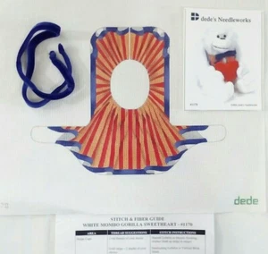 dede needlepoint HP handpaint canvas 3D White Mombo Gorilla Sweetheart #1170 18m - Picture 1 of 5