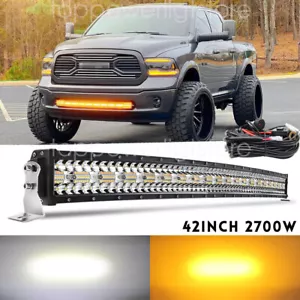 Fit Dodge RAM 1500 2009-2018 Hidden Bumper 40/42'' Strobe Curved LED Light Bar - Picture 1 of 7