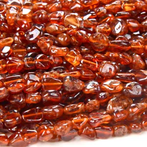 6-8MM Natural Hessonite Garnet Gemstone Grd AAA Pebble Nugget Loose Beads (D341) - Picture 1 of 3