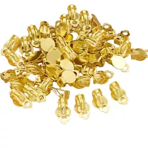 40 x Women’s Gold Clip On Earring Blanks 15mm Flat Lever Back Jewellery Finding - Picture 1 of 5