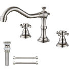 Bathroom Basin Sink Faucet 3 Hole 2 Handle Waterfall Vanity Mixer Tap with Drain