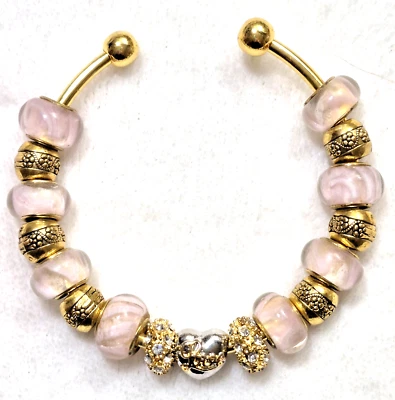 Brazalete Amor Deslizante Dije Murano Murano Murano Cuentas de Vidrio Estrás Espaciadores Pulsera Foto 1 de 4