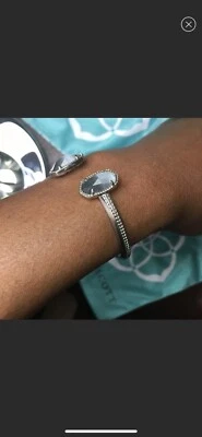 STUNNING KENDRA SCOTT ELTON SILVER PINCH CUFF BRACELET DRUSY $60 - Image 1 of 4