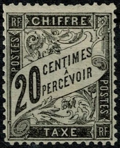 U3400 FRANCE 1882 Postage due 20 centimes black Maury T17 MH - Picture 1 of 2