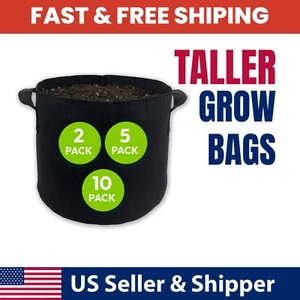 2,5 & 10 Pack Taller Tomato Grow Bags for Tomatoes & Other Deep Rooting Plants - Picture 1 of 8
