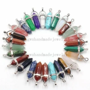 30pcs Mixed Natural Stone Point Chakra Healing Gemstone Pendants bead Wholesale - Picture 1 of 6