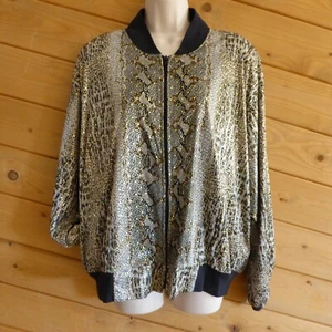 Pacific I.D. Vintage Full Zip Metallic Animal Reptile Snakeskin Bomber Jacket OS - Bild 1 von 8