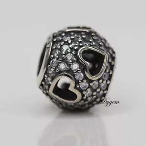 NEW AUTHENTIC PANDORA CHARM TUMBLING HEARTS BEAD 791426CZ W SUEDE POUCH - Picture 1 of 6