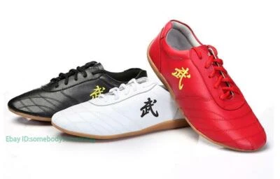 Tênis esportivo de couro de vaca macio kung fu tai chi artes marciais Wushu - Imagem 1 de 4