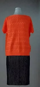 /LX048/ Lauren Ralph Lauren Cableknit Boatneck Knit Top Coral Sz L - Picture 1 of 3