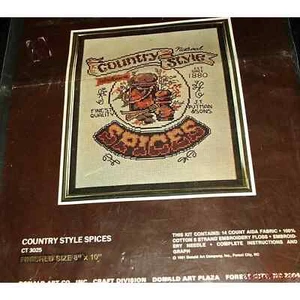 Vintage 1981 Donald Art Co Cross Stitch Kit Country Style Spices Picture - Picture 1 of 3