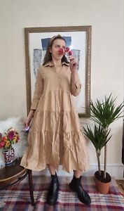 Beautiful Arket Beige Cotton Dress size 38 UK 10 12 Oversized Poplin 