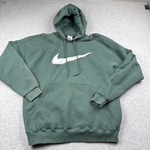Vintage 90s Nike Center Swoosh Hoodie Green Made In Usa Medium White Tag - Picture 1 of 6