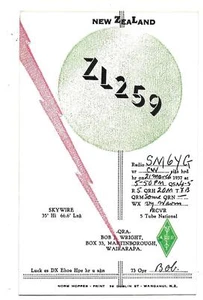 QSL Radio ZL259 Martinborough Wairarapa New Zealand 1937 ham Bob Wright DX SWL - Picture 1 of 1