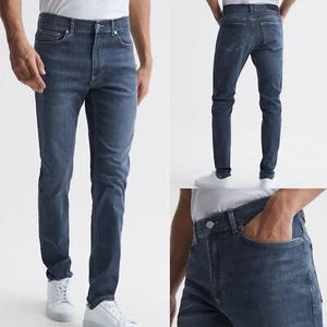 Brand New Reiss James Jersey Slim Fit Washed Jeans in Indigo £118 30 Regular - Imagen 1 de 8