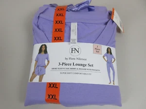 Juego de salón Flora Nikrooz de 3 piezas de felpa francesa para dama, talla XXL - púrpura (nuevo con etiquetas) - Imagen 1 de 7