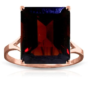 Nuevo anillo de oro rosa macizo de 7 quilates 14K granate octágono natural - Imagen 1 de 4