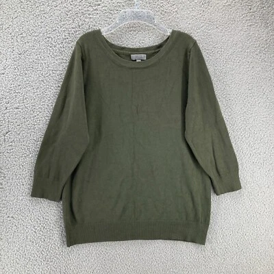 Joseph A 3/4 Sleeve Knit Top Sweater Womens L Green Pullover Career - Image 1 of 4