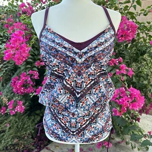NWOT Athleta Marrakesh Side Scrunch Tankini Top in Wild Bloom Size 34B/C SMALL - Picture 1 of 14