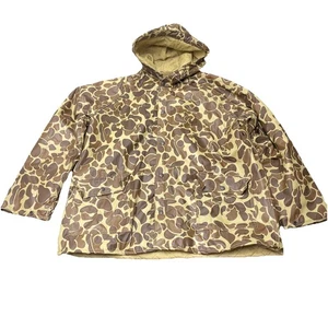 Vtg Sportsmans Choice Camo Jacket Mens L Insulated Hood Duck Rain Hunting *READ* - Foto 1 di 14