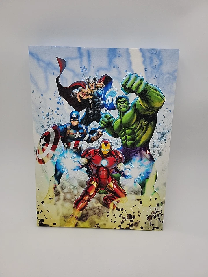 Marvel Avengers холст плакат настенное искусство (13,5 x 10) Железный человек, Халк, Тор, крышка Ame - Изображение 1 из 4