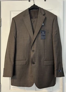 CHAPS Ralph Lauren 100% Wool Tan Suit 2 Piece 40Reg Suit Coat 34x30 Pants *READ* - Picture 1 of 10