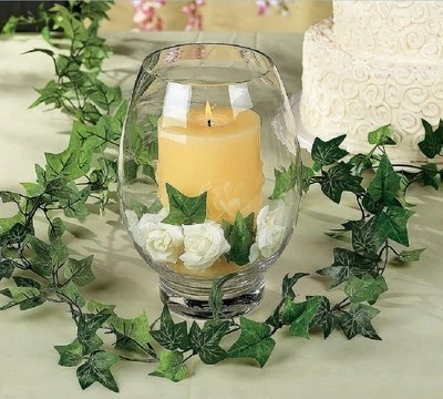 Guirnalda de plástico de poliéster de vid de hiedra verde artificial de aspecto realista de 12 pies #_38 Foto 1 de 4