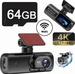 4K+1080P Dual Camera Dash Cam with App Control & Wi-Fi - Picture 1 of 11