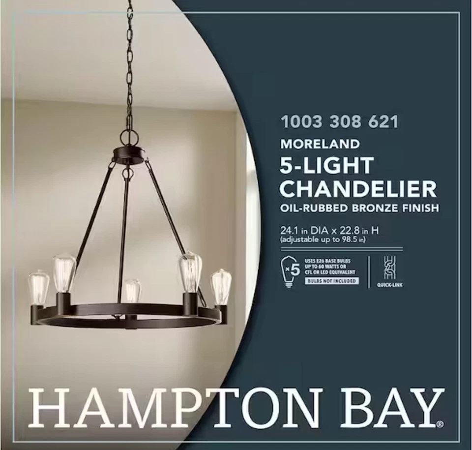 Hampton Bay Moreland 5-light Bronze Chandelier