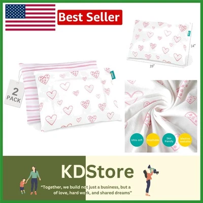 Paquete de 2 fundas de almohada de algodón orgánico para niños pequeños - transpirables, suaves y elegantes Foto 1 de 4