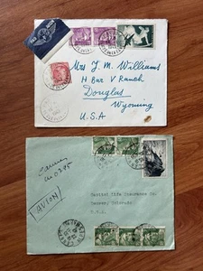 FRANCE 1940's - Two Old Letter Covers - Mailed From Paris To The USA. - Picture 1 of 2