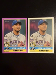 2025 Topps Heritage Purple Border - #108 Jose Iglesias Mets + Base - Picture 1 of 2