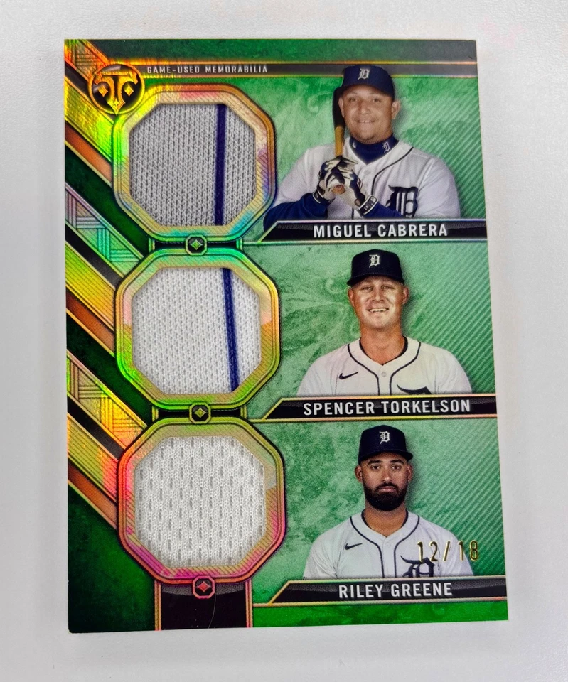 2024 Topps Triple Threads Miguel Cabrera Torkelson Greene Relic Amethyst #'d /18 - Image 1 of 2