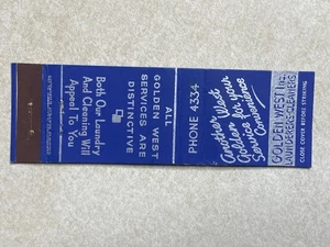 AO360 Vintage Matchbook Cover Golden West Incorporated Launderers Cleaners - Picture 1 of 2