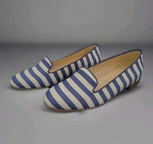 J.CREW CLEO FABRIC LOAFERS NAUTICAL PREPPY A1839 NAVY IVORY SIZE 6 - Picture 1 of 9