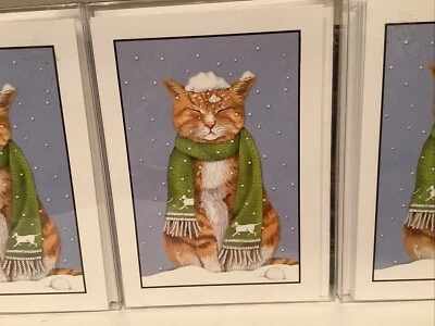 Lot Of 3 Boxed X-Mas Cards “Tabby In Snow”  30 Total Cards W/Envelopes New - Image 1 of 4