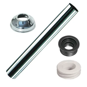 KIT TUBO WC VASO LUCIDO ø 30 X 250 mm CANOTTO RETRO WC GUARNIZIONI ROSONE CROMO - Foto 1 di 1