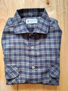 Men's Austin Reed Blue Plaid Check Long Sleeve Shirt size L 15" 42"Chest VGC - Picture 1 of 9