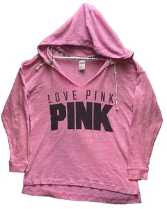 Pink Victoria's Secret Sweatshirt Womens Large Heather Pink Oversized Ladies - Picture 1 of 7