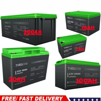 12V THISS 100Ah/200A LiFePO4 Deep Cycle Lithium Battery for RV System Marine LOT - Image 1 of 4