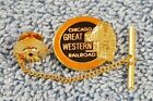 Chicago Great Western Railroad Tie Tack Pin & Chain Clasp