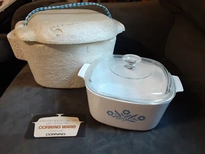 Seltene Rarität Corning Ware blaue Kornblume Picknic Kühler mit Auflaufform A-3-B  - Bild 1 von 14