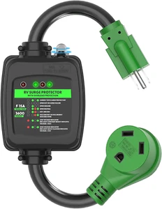 RVGUARD Surge Protector 30 Amp to 110 Volt RV Adapter Cord with Overload Protect - Picture 1 of 12