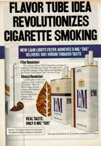 Anuncio impreso vintage 1977 idea de tubo sabor L&M revoluciona fumar cigarrillos - Imagen 1 de 2