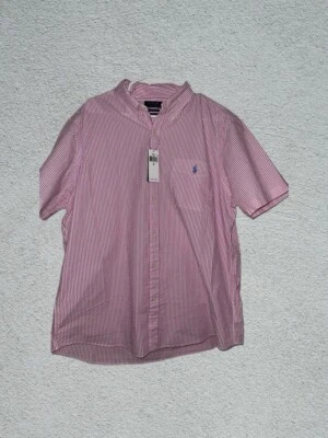 Camisa polo rosa a rayas manga corta con cuello Foto 1 de 4