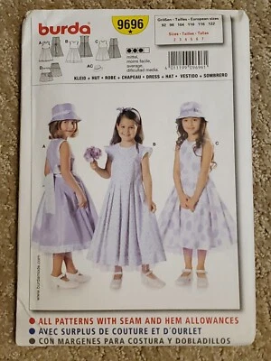 Burda 9696 Size 2-7 Girl's Party Flower Girl Dress Sewing Pattern  New FF  - Image 1 of 2