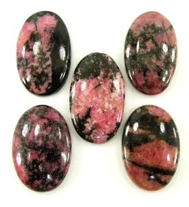 259.05 Ct Natural Pink Rhodonite Loose 32-34 mm Gemstone Cab 5 Pcs Lot - 2107 - Picture 1 of 2