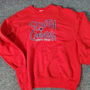 Vintage South Carolina Myrtle Beach Sweatshirt Gr. L rot Rundhalsausschnitt Spruch Y2K - Bild 1 von 9