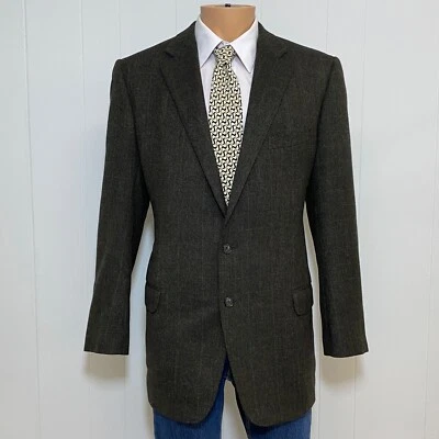 Ermenegildo Zegna Su Misura Blazer 44L Brown Wool Cashmere 2B Speckled Jacket - Imagem 1 de 4